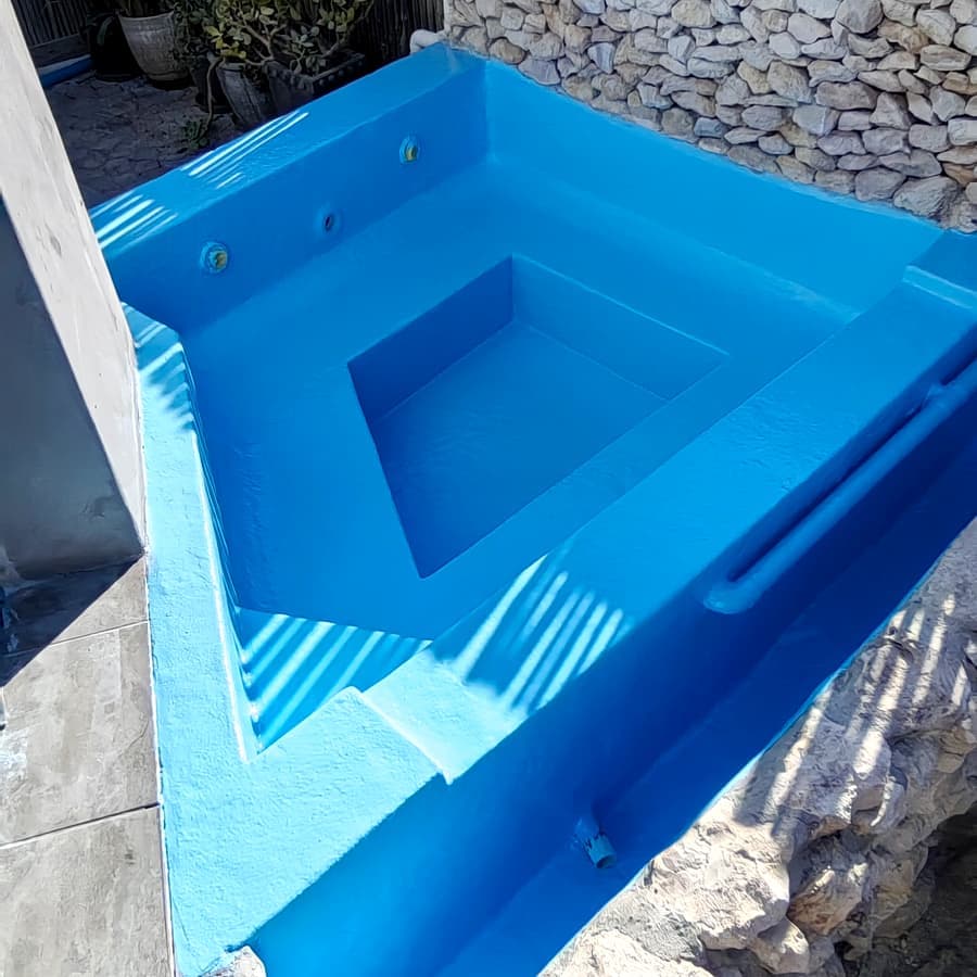 Pool refilled after fibreglass relining, the new surface smooth and even